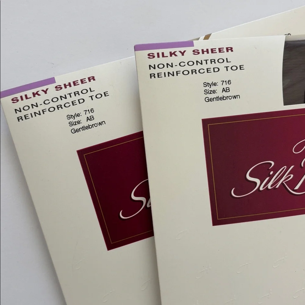 Vintage‎ 2 Hanes Silk Reflections NC Reinforced Toe Pantyhose AB Gentlebrown 716